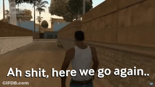 Man In Video Game Saying Here We Go Again GIF