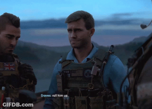 Man In Video Game Says Graves Roll Him Up GIF