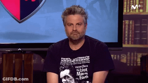 Man In Vincent Price Shirt GIF
