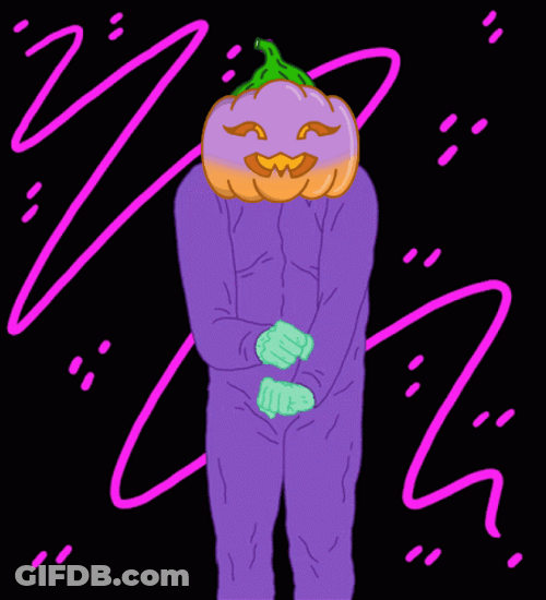 Man In Violet Suit Doing Pumpkin Dance GIF
