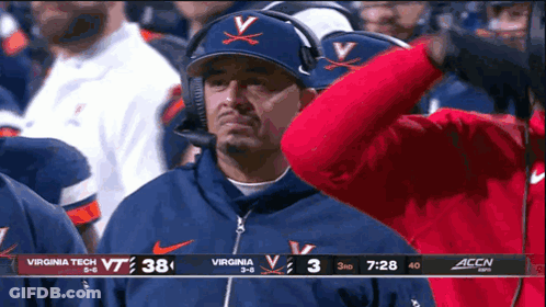 Man In Virginia Tech Hat Watching Game GIF