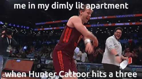 Man In Virginia Tech Jersey Dancing On Court GIF
