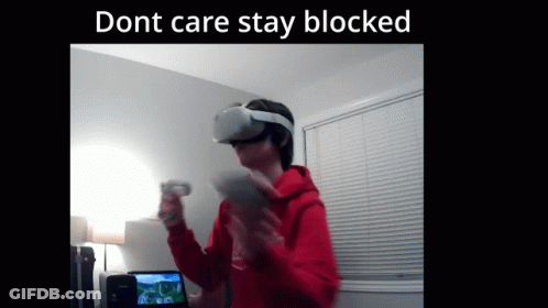 Man In VR Headset Playing Video Game Dont Care Stay Blocked GIF