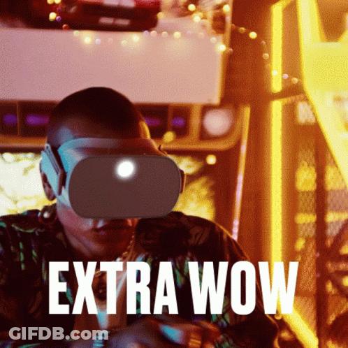 Man In VR Headset Saying Extra Wow GIF