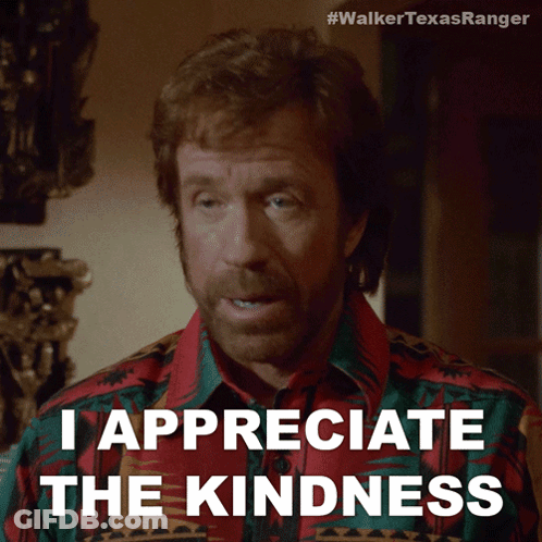 Man In Walker Texas Ranger Shirt Appreciating Kindness GIF