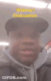 Man In Walmart Evacuation Hat Making Funny Face GIF