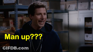 Man In Warehouse Saying Man Up GIF