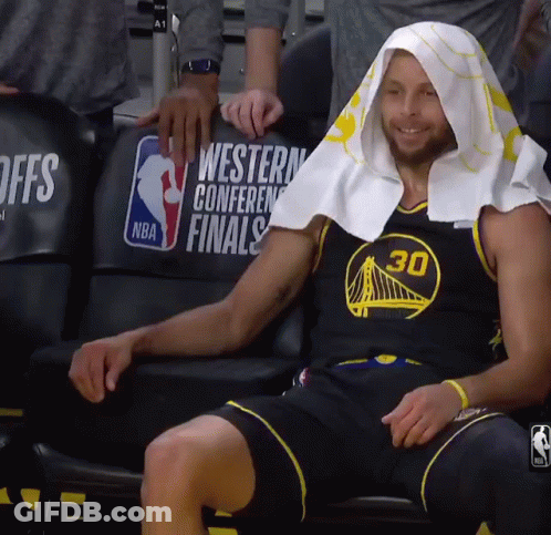Man In Warriors #30 Jersey On Bench GIF