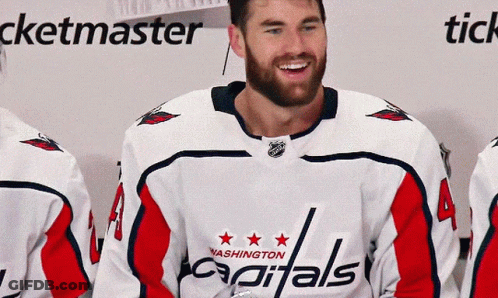 Man In Washington Capitals Jersey Smiling GIF