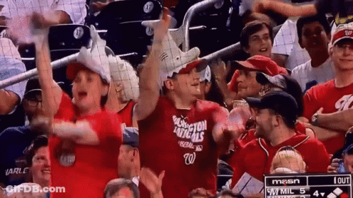 Man In Washington Nationals Shirt Cheering GIF