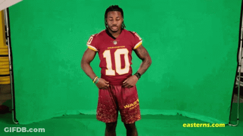 Man In Washington Redskins Jersey And Shorts GIF