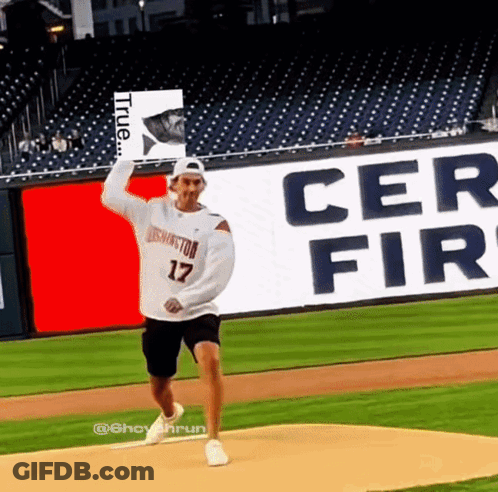 Man In Washington Shirt Throwing First Pitch GIF