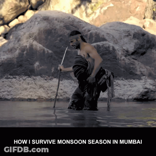 Man In Water Saying How I Survive Monsoon Season In Mumbai GIF