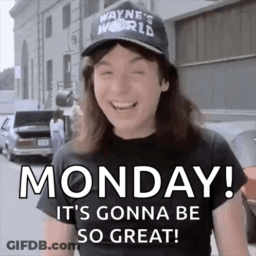 Man In Wayne's World Hat Smiling Monday GIF