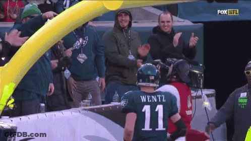 Man In Wentz Jersey In Front Of Crowd GIF