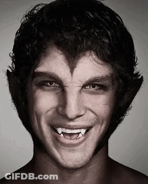 Man In Werewolf Costume Smiling Close Up GIF