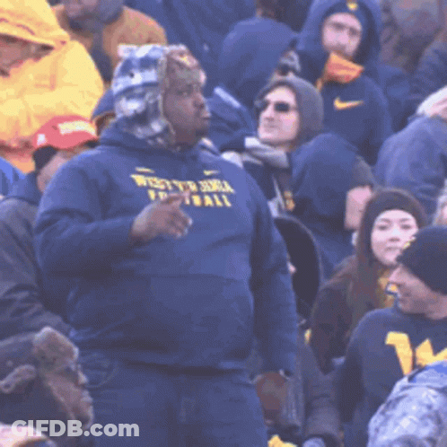 Man In West Michigan Football Sweatshirt GIF
