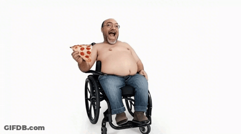 Man In Wheelchair Eating Pizza GIF