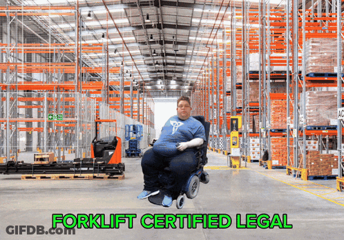Man In Wheelchair Forklift Certified Legal GIF