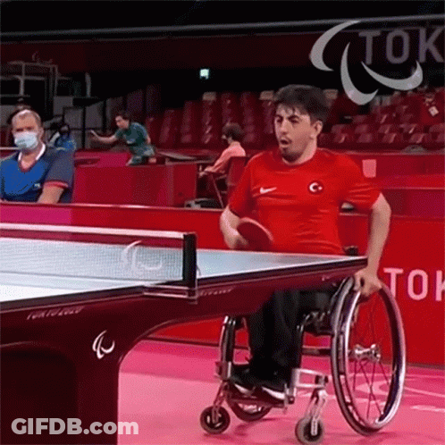 Man In Wheelchair Playing Ping Pong GIF