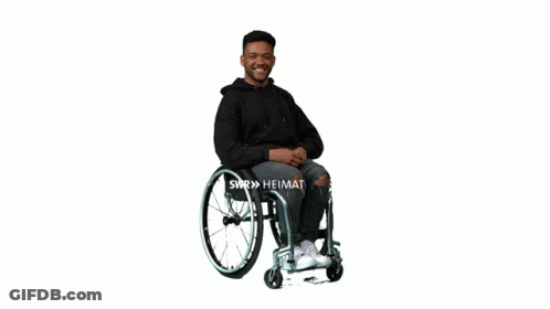 Man In Wheelchair Pointing With Swr Heimat GIF