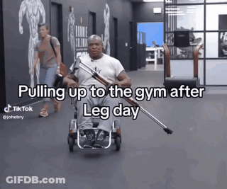Man In Wheelchair Pulling Up To Gym After Leg Day GIF