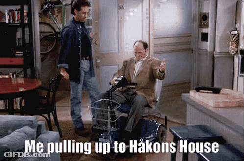 Man In Wheelchair Saying Me Pulling Up To Hakons House GIF