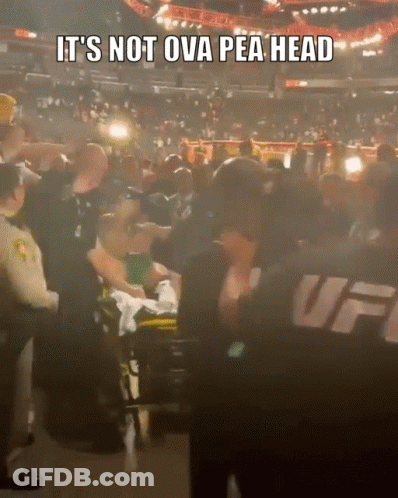 Man In Wheelchair Surrounded By Crowd In UFC Arena GIF
