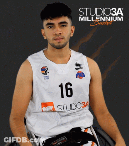 Man In Wheelchair White Jersey Number 16 GIF