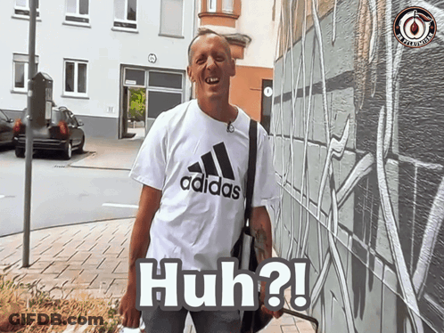 Man In White Adidas Shirt Says Huh GIF