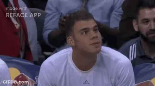 Man In White Adidas Shirt Watching Basketball GIF