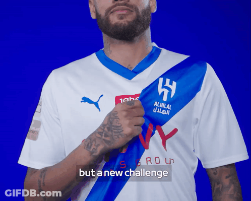 Man In White And Blue Alhilal Shirt GIF