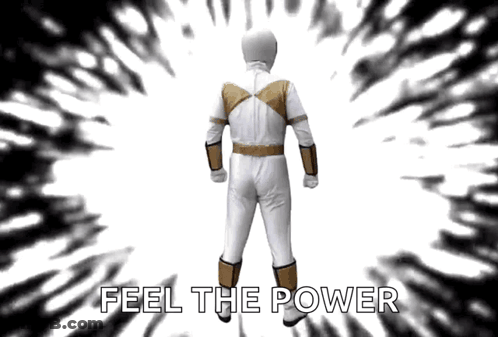 Man In White And Gold Power Ranger Costume Feel The P GIF