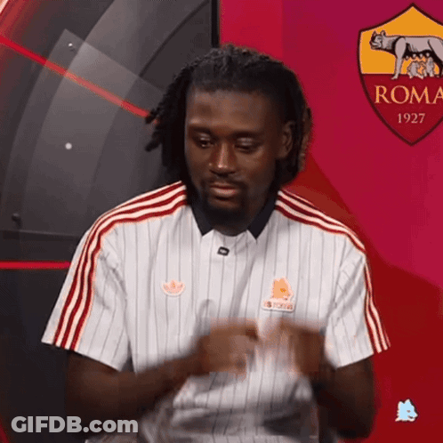 Man In White And Red Striped Shirt Saying Roma GIF
