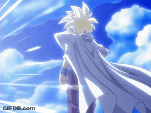 Man In White Cape In Front Of Blue Sky GIF