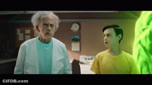 Man In White Coat And Boy In Yellow Shirt GIF