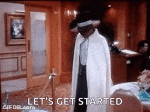 Man In White Coat And Hat Saying Let's Get Started GIF