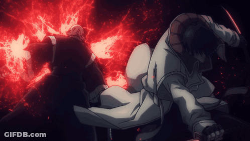 Man In White Coat Attacked By Man In Black Coat GIF