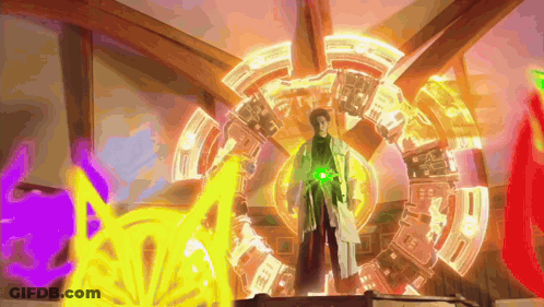 Man In White Coat Before Glowing Circle GIF