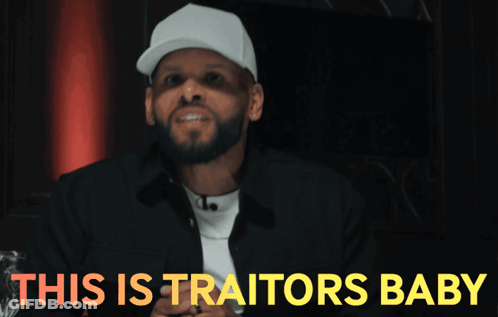 Man In White Hat And Black Jacket Says This Is Traitors Baby GIF