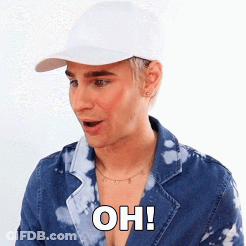 Man In White Hat And Denim Jacket Saying Oh GIF