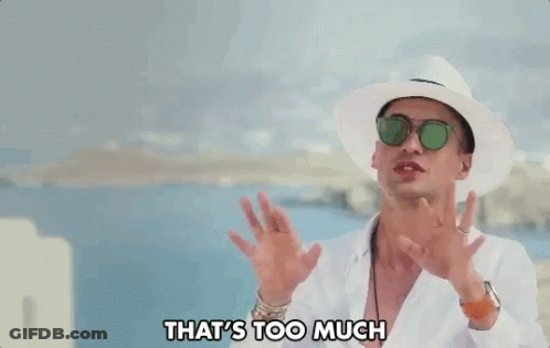 Man In White Hat And Sunglasses Says That's Too Much GIF