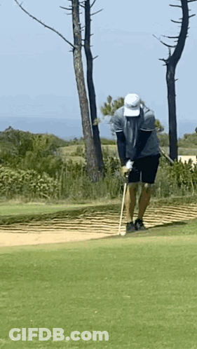 Man In White Hat Playing Golf GIF