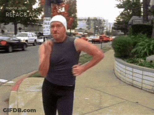 Man In White Hat Running GIF