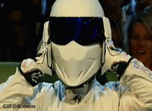 Man In White Helmet And Gloves With Fox Logo GIF
