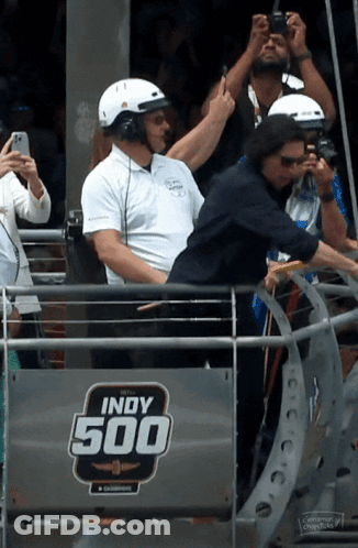 Man In White Helmet At Indy 500 GIF