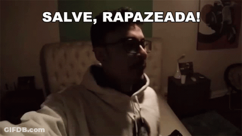 Man In White Hoodie Says Salve Rapazeada GIF