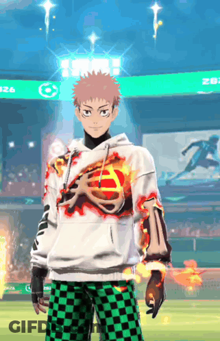 Man In White Hoodie With Red Flame GIF