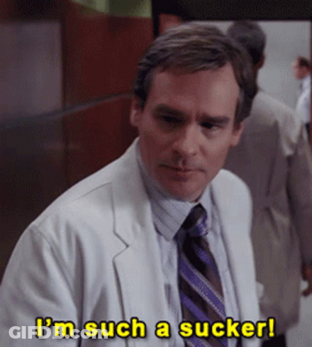 Man In White Jacket And Tie Saying I'm Such A Sucker GIF
