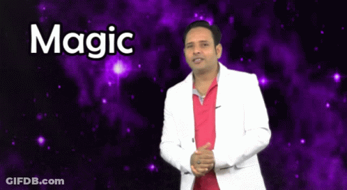 Man In White Jacket With Word Magic GIF